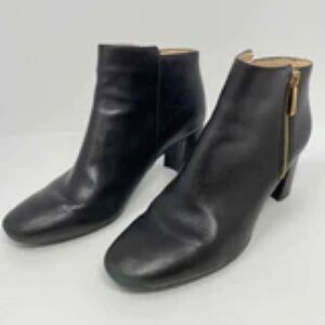 Karl Lagerfeld Women Size 6M Susie Black Leather Ankle Booties Block Heel